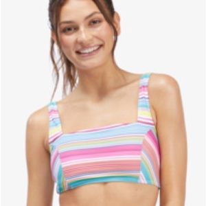 Roxy XXL Top Bikini Active Bralette Tank in multi stripe NWT.